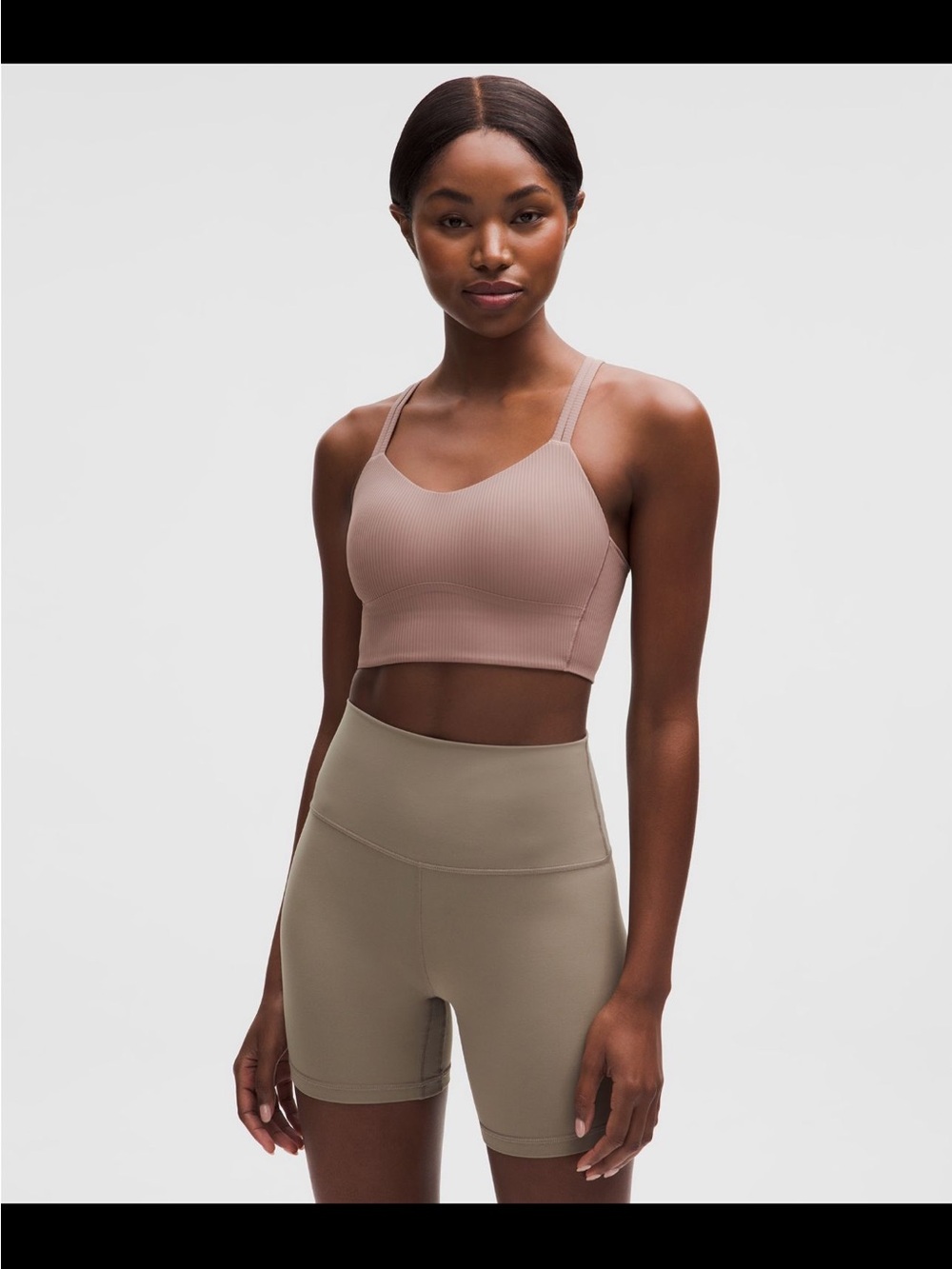 Lululemon Like A Cloud Longline Ribbed Sports Bra Ashen Rose size 10 - Picture 1 of 5
